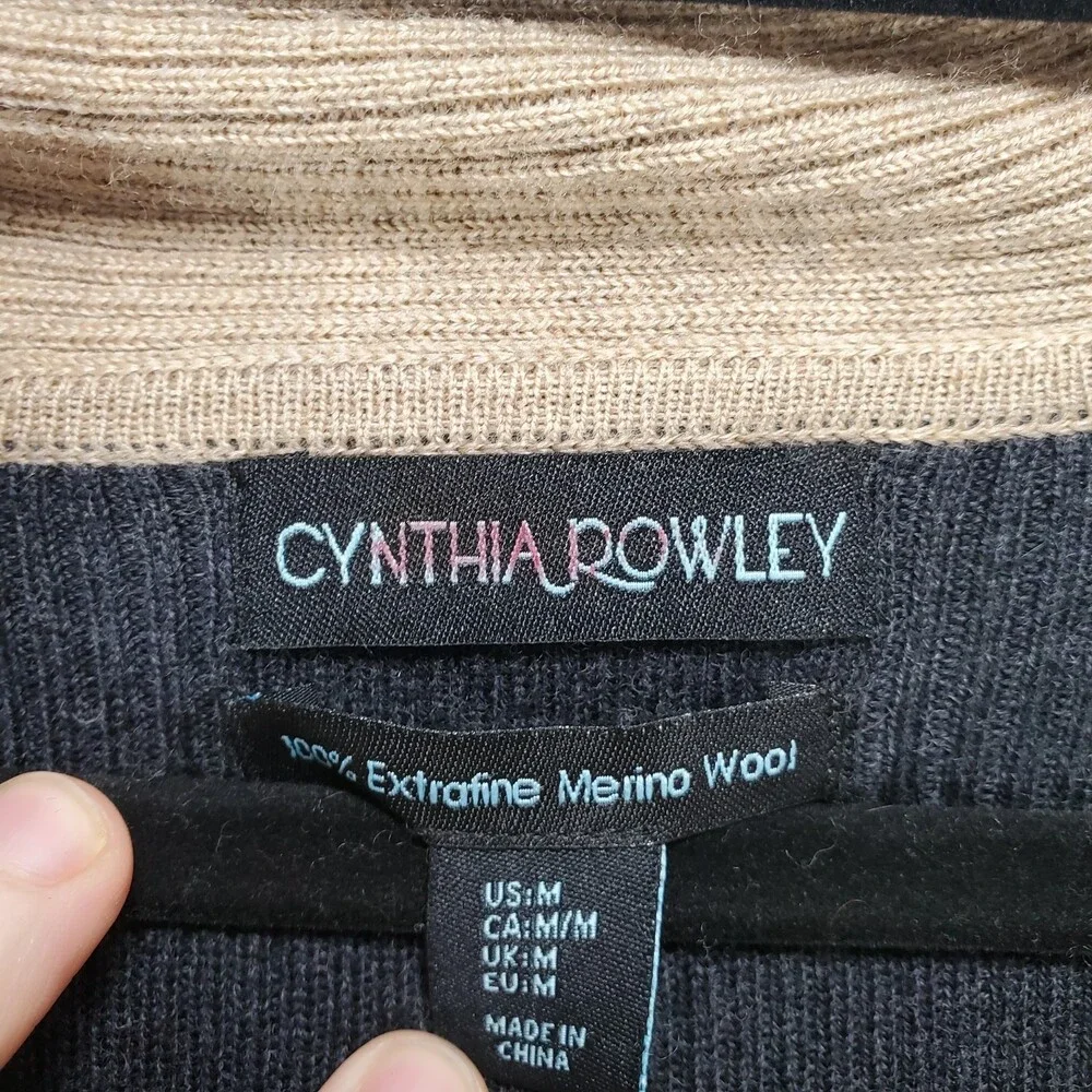 Cynthia Rowley M Extrafine Merino Wool Cowl Neck Dress Color Block Side Zip